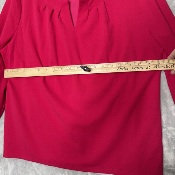 Talbots Top Womens Large Petite Pink 3/4 Sleeve Split Neck Stretch Pullover - Picture 7 of 10